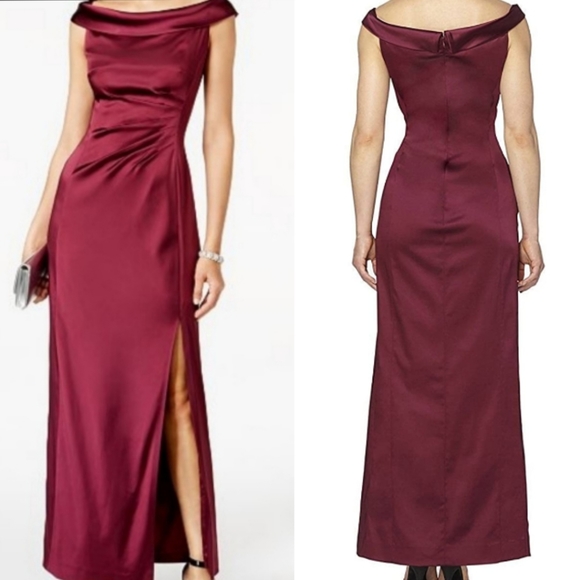 TAHARI Off-Shoulder SATIN dress - Picture 2 of 6